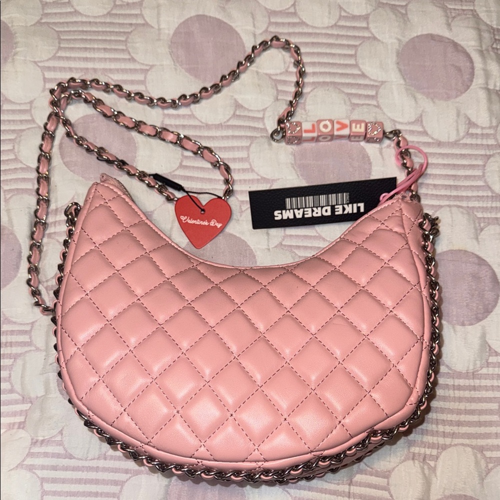 Pink quilted Valentine’s Day purse